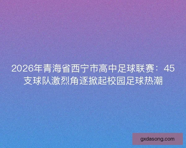 2026年青海省西宁市高中足球联赛：45支球队激烈角逐掀起校园足球热潮
